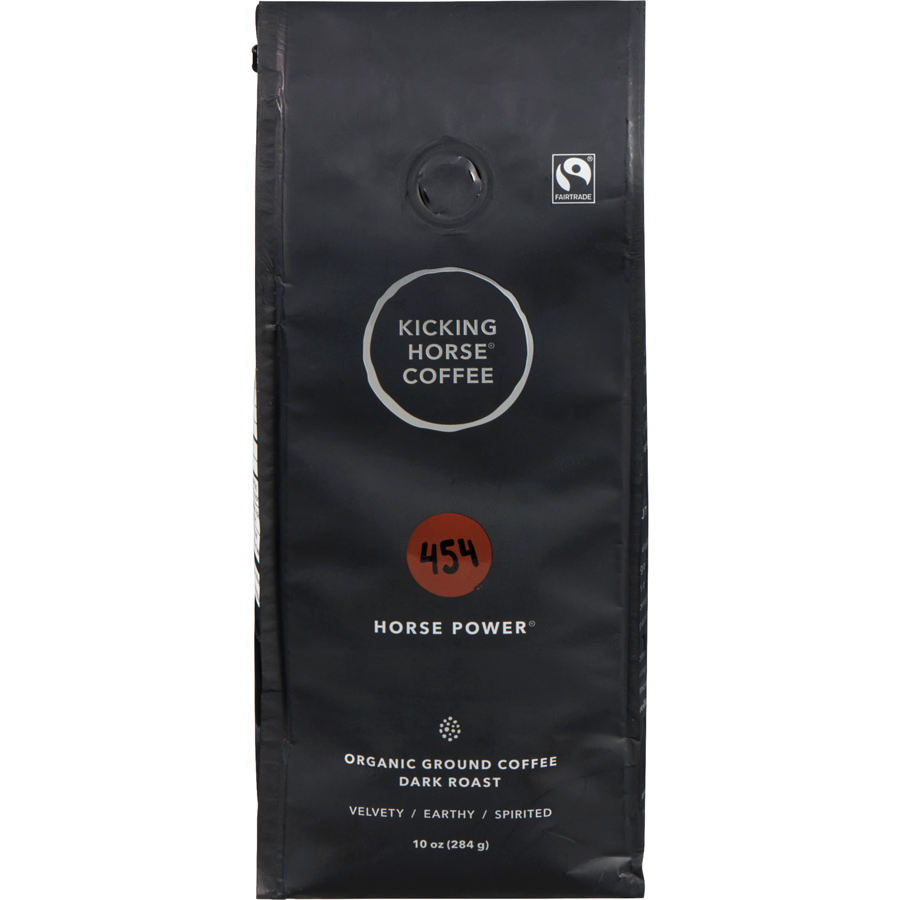 Kicking Horse - Organic Fairtrade Dark Roast Ground Coffee, 454 Horse Power - 284 g - Canadian Distribution