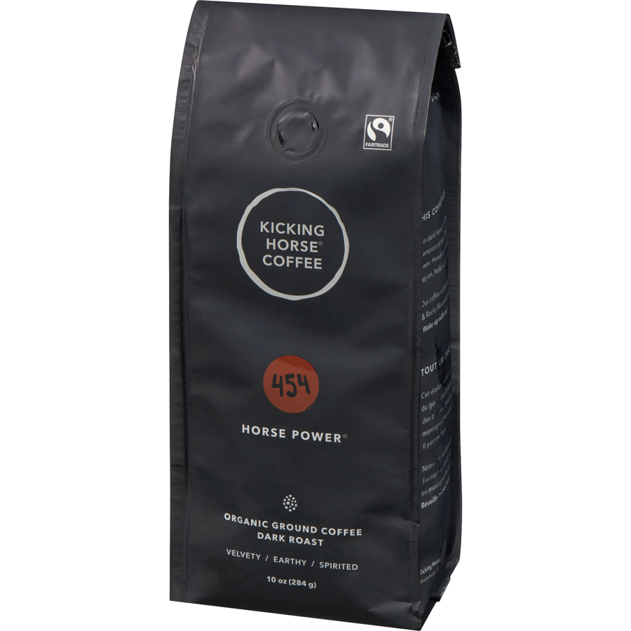 Kicking Horse - Organic Fairtrade Dark Roast Ground Coffee, 454 Horse Power - 284 g - Canadian Distribution