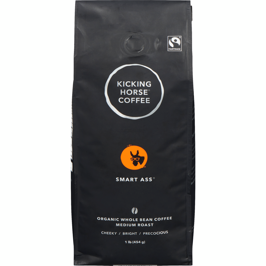 Kicking Horse - Organic Fairtrade Medium Roast Whole Bean Coffee, Smart Ass - 454 g - Canadian Distribution