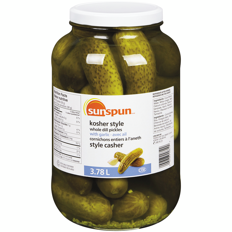 Sunspun - Kosher Style Whole Dill Pickles With Garlic - 3.78 L - Canadian Distribution