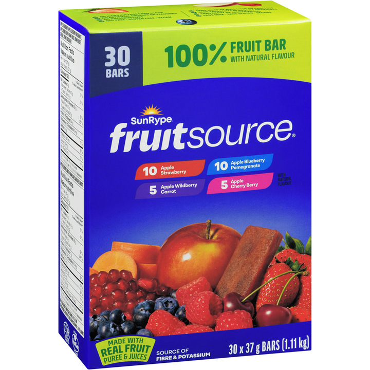 Sunrype - Fruitsource 100% Fruit Bar Variety Pack - 1.11 kg - Canadian Distribution