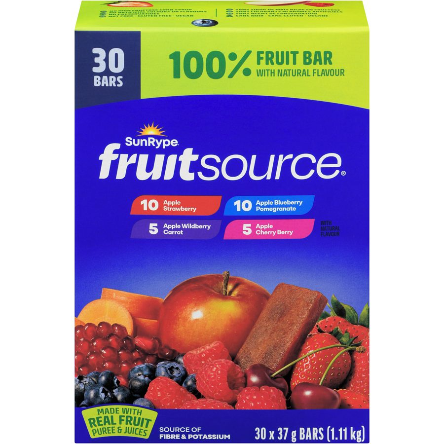 Sunrype - Fruitsource 100% Fruit Bar Variety Pack - 1.11 kg - Canadian Distribution