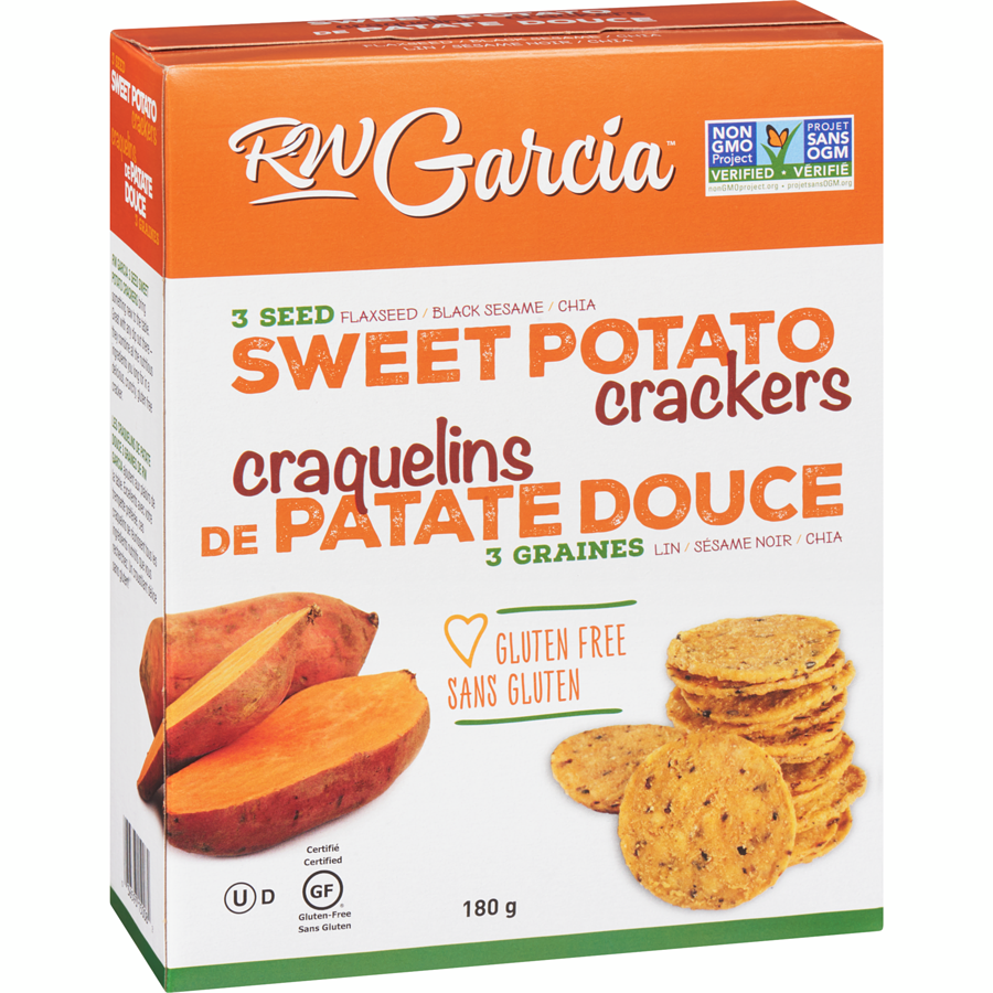 Rw Garcia - 3 Seed Sweet Potato Crackers - 180 g - Canadian Distribution