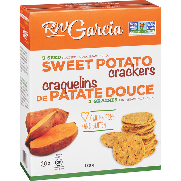 Rw Garcia - 3 Seed Sweet Potato Crackers - 180 g - Canadian Distribution