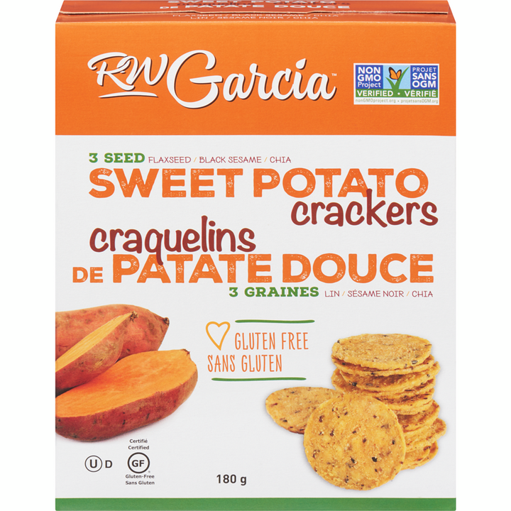 Rw Garcia - 3 Seed Sweet Potato Crackers - 180 g - Canadian Distribution