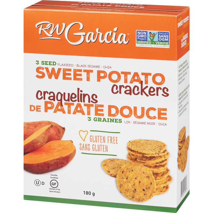 Rw Garcia - 3 Seed Sweet Potato Crackers - 180 g - Canadian Distribution