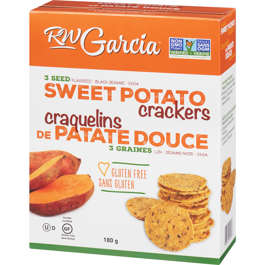 Rw Garcia - 3 Seed Sweet Potato Crackers - 180 g - Canadian Distribution