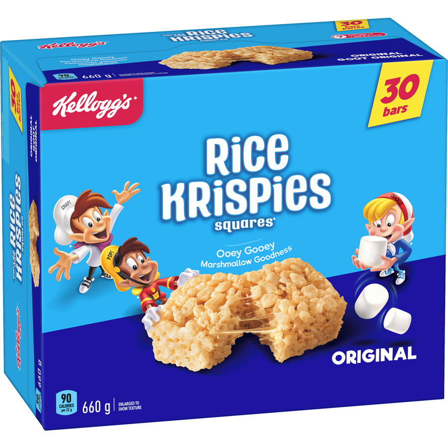 Kelloggs - Rice Krispies Krispies Squares Bars, Original Jumbo Pack 30 Bars - 660 g - Canadian Distribution