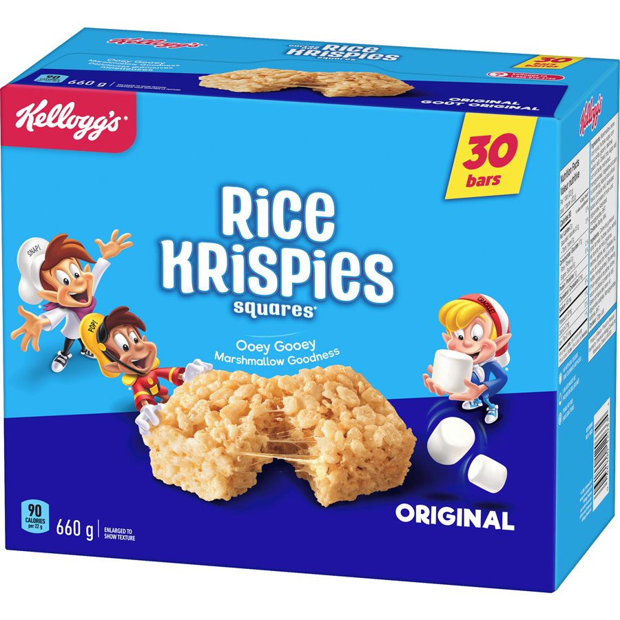 Kelloggs - Rice Krispies Krispies Squares Bars, Original Jumbo Pack 30 Bars - 660 g - Canadian Distribution