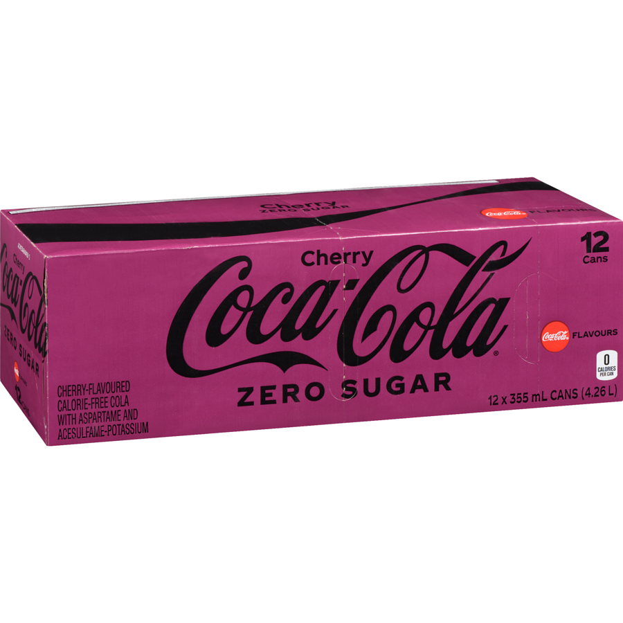 Coca-Cola - Zero Sugar Cherry, 12 pack - Case - 12 x 355 ml - Canadian Distribution