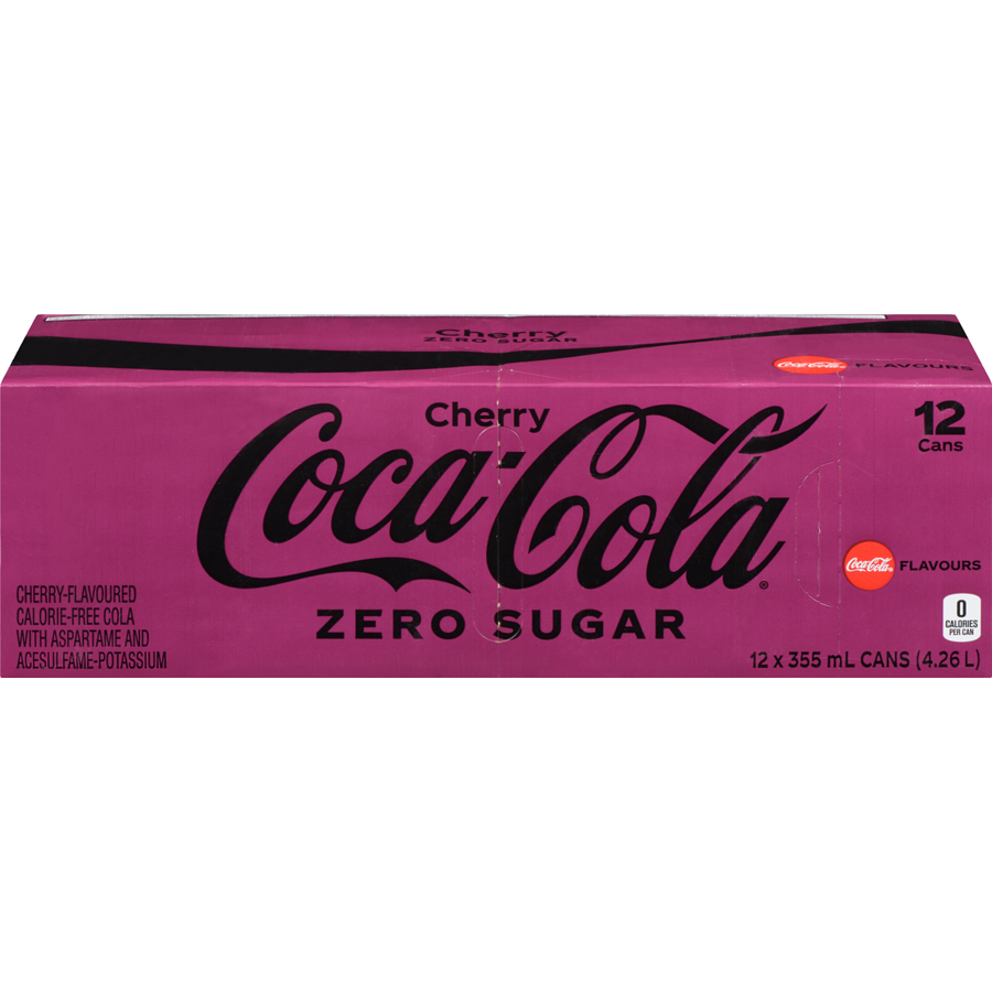 Coca-Cola - Zero Sugar Cherry, 12 pack - Case - 12 x 355 ml - Canadian Distribution