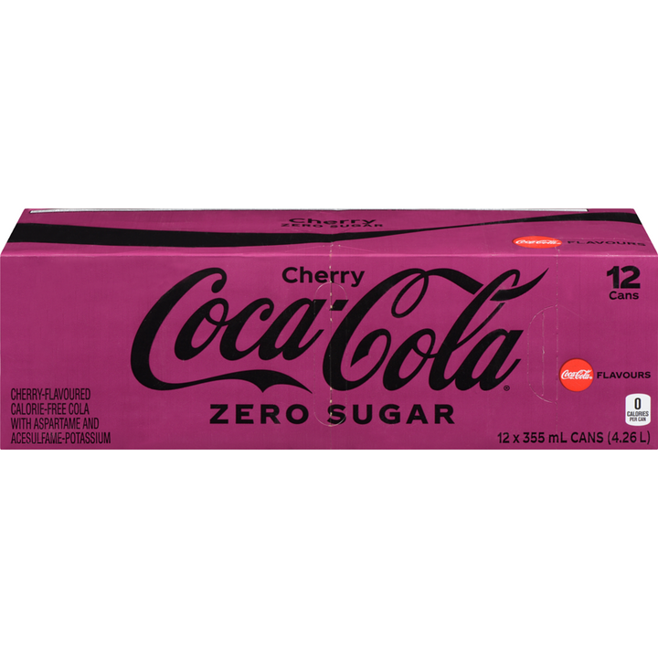 Coca-Cola - Zero Sugar Cherry, 12 pack - Case - 12 x 355 ml - Canadian Distribution