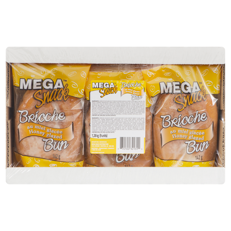 Mega Snacks - Bun, Honey Glazed, case - 1.28 kg - Canadian Distribution