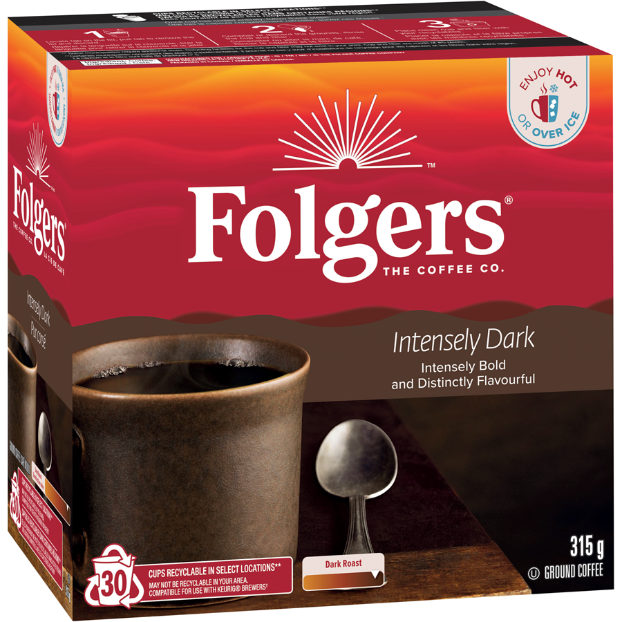 Folgers - Coffee, Intensely Dark K-Cup Pods 30 Count - 30 each - Canadian Distribution