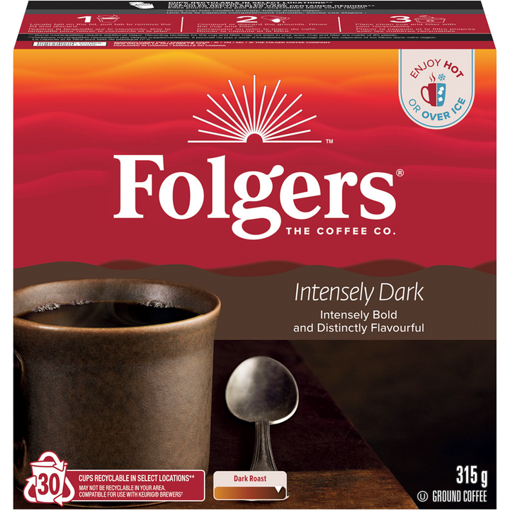 Folgers - Coffee, Intensely Dark K-Cup Pods 30 Count - 30 each - Canadian Distribution