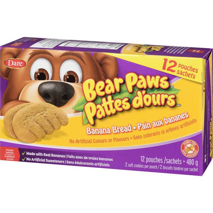 Dare - Bear Paws Banana Bread Cookies - 480 g - Canadian Distribution