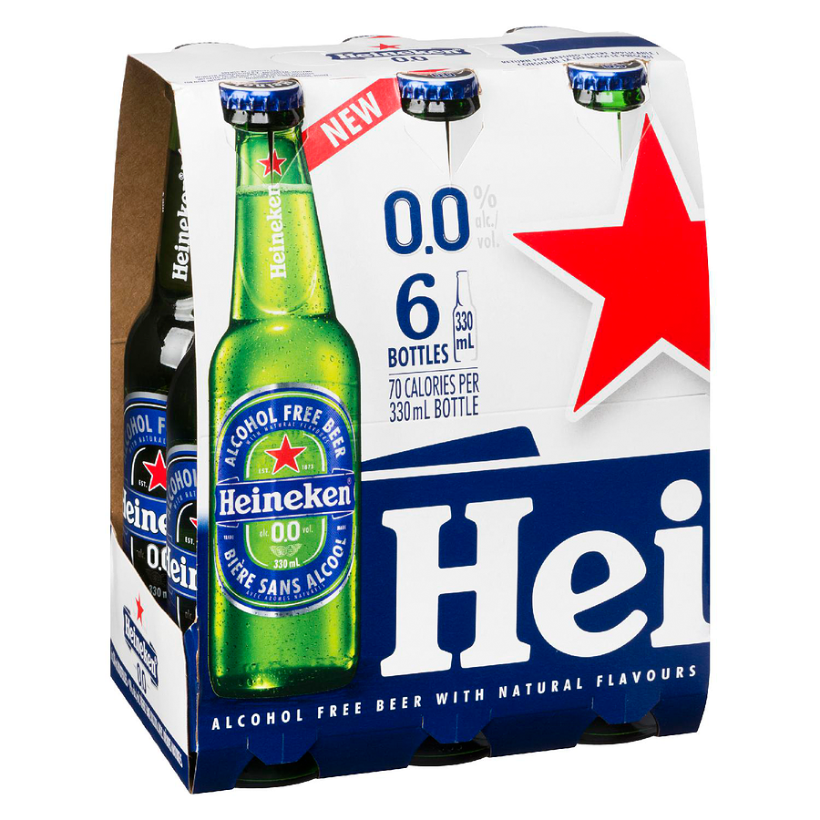 Heineken - Alcohol Free Beer Bottles with Natural Flavours - Case - 6 x 330 ml - Canadian Distribution