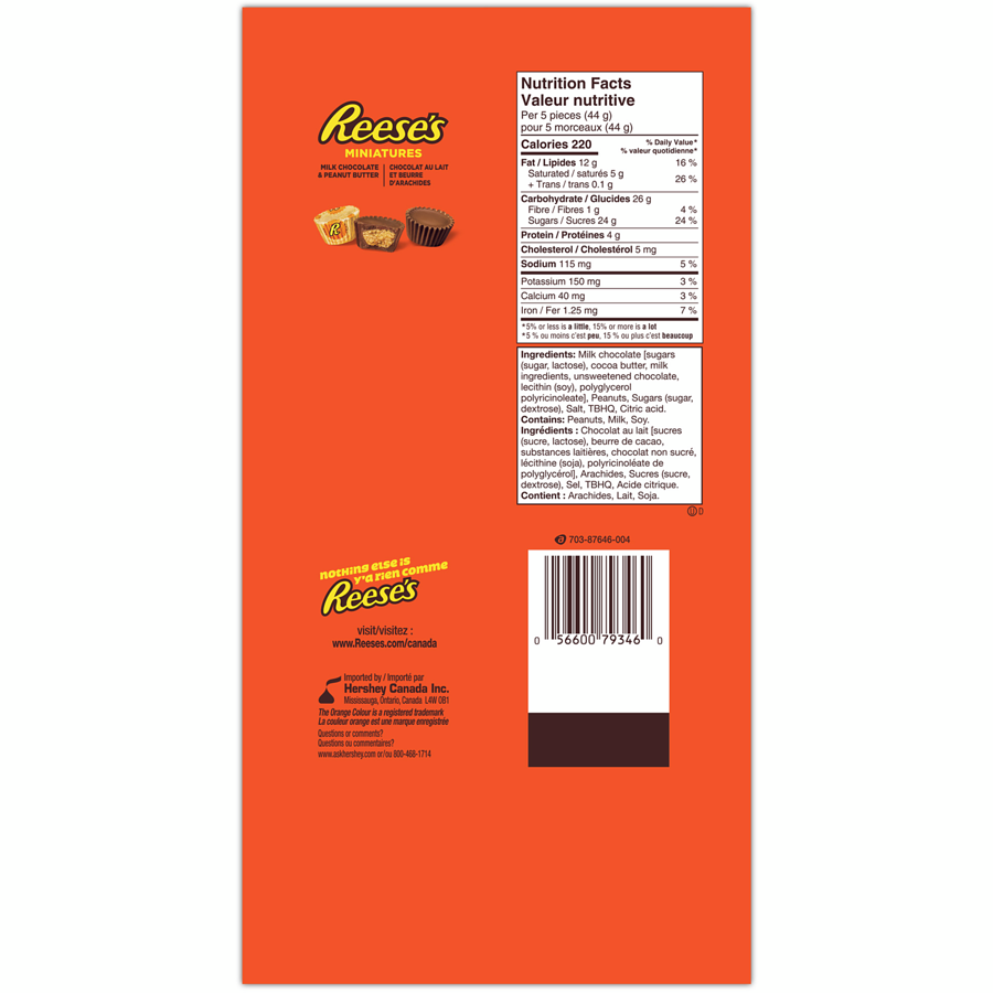 Reese's - Miniatures PEANUT BUTTER CUPS Candy - 900 g - Canadian Distribution