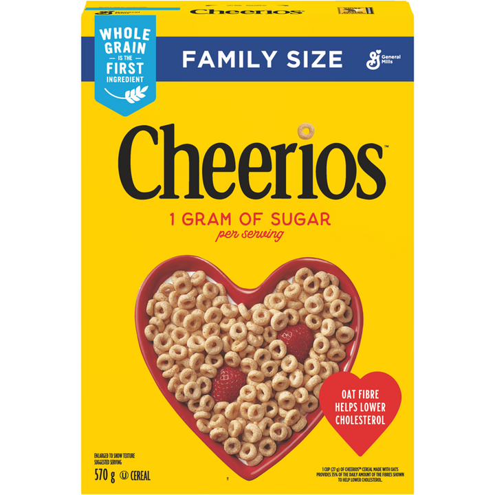 General Mills - Original Cheerios Breakfast Cereal, Family Size, Whole Grains - 570 g - Canadian Distribution