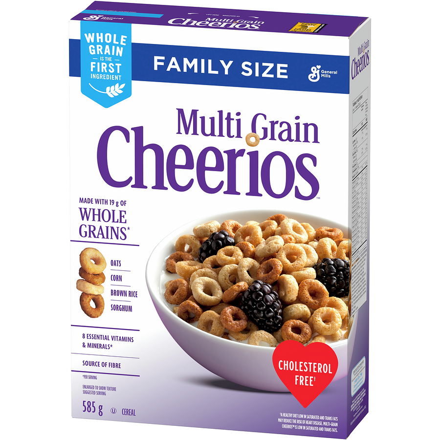 General Mills - Multi Grain Cheerios Breakfast Cereal, Family Size, Whole Grains - 585 g - Canadian Distribution