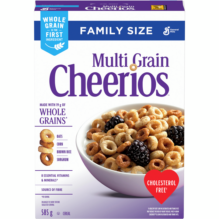 General Mills - Multi Grain Cheerios Breakfast Cereal, Family Size, Whole Grains - 585 g - Canadian Distribution