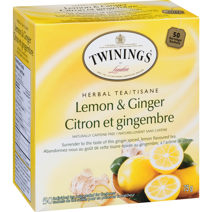 Twinings - Lemon & Ginger Tea - 50 each - Canadian Distribution