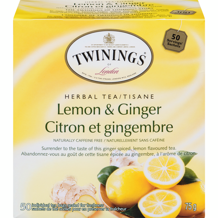 Twinings - Lemon & Ginger Tea - 50 each - Canadian Distribution