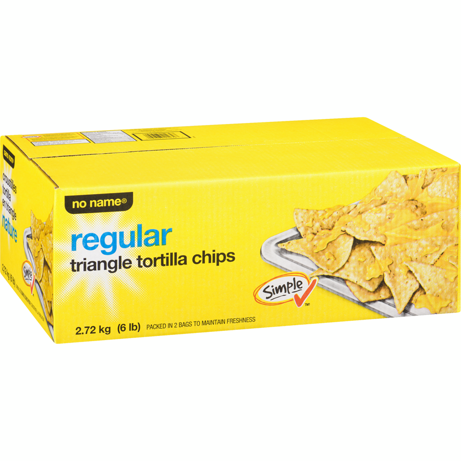 No Name - Regular Triangle Tortilla Chip - Case - 2 x 1.36 kg - Canadian Distribution