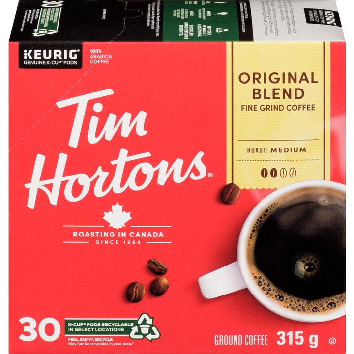 Tim Hortons - Original K-Cup Coffee Pods - 30 each - Canadian Distribution