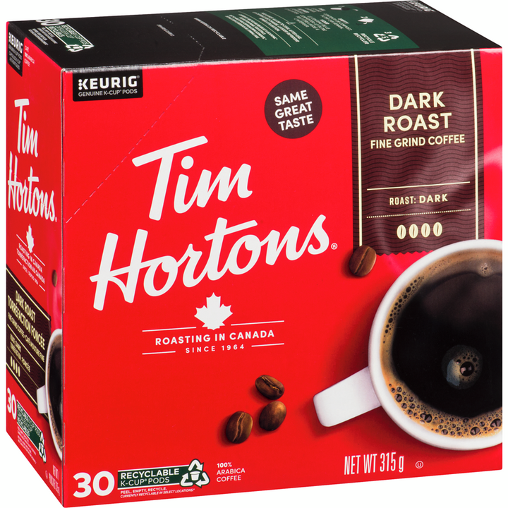 Tim Hortons - Dark Roast K-Cup Compatible - 30 each - Canadian Distribution