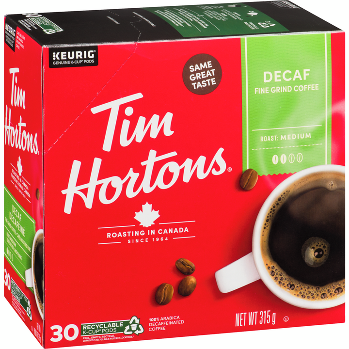 Tim Hortons - Decafe K-Cup Coffee Pods - 30 each - Canadian Distribution