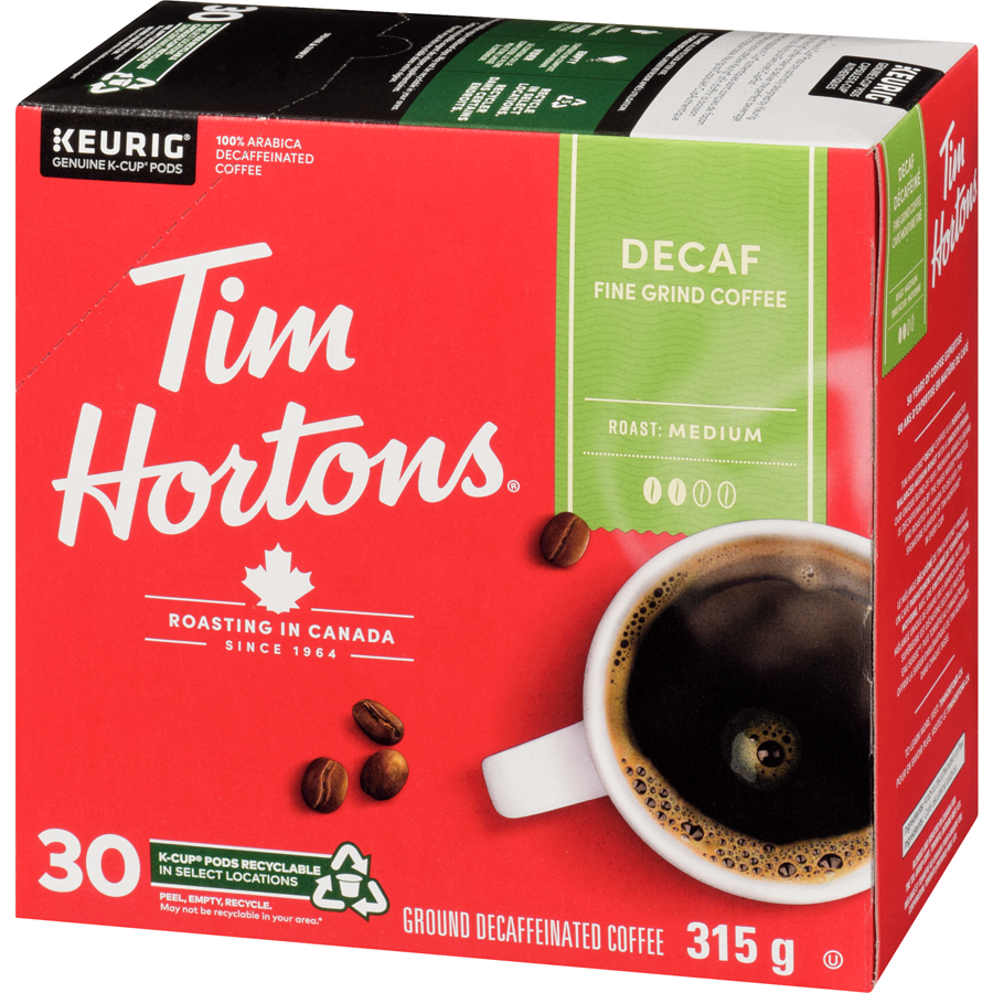 Tim Hortons - Decafe K-Cup Coffee Pods - 30 each - Canadian Distribution