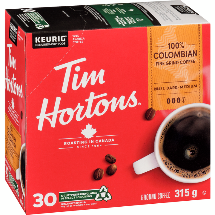 Tim Hortons - Columbian K-Cup Coffee Pods - 30 each - Canadian Distribution