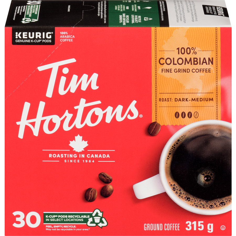 Tim Hortons - Columbian K-Cup Coffee Pods - 30 each - Canadian Distribution