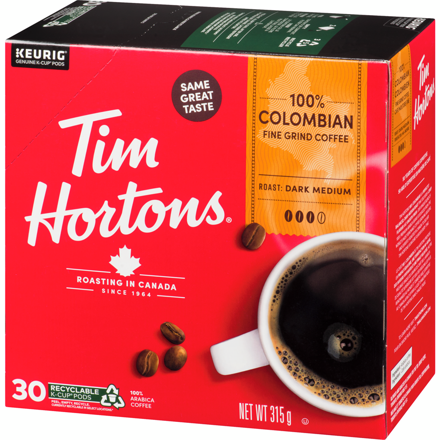 Tim Hortons - Columbian K-Cup Coffee Pods - 30 each - Canadian Distribution