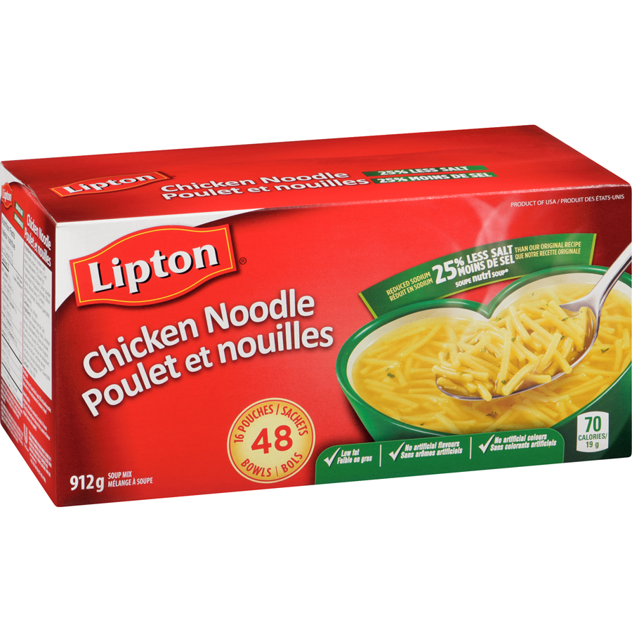 Lipton - Dry Soup Mix Chicken Noodle Nutri Soup low fat and no artificial flavours - 912 g - Canadian Distribution