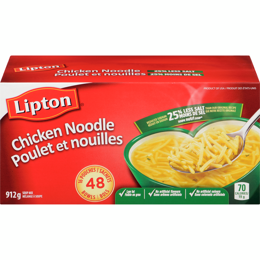 Lipton - Dry Soup Mix Chicken Noodle Nutri Soup low fat and no artificial flavours - 912 g - Canadian Distribution