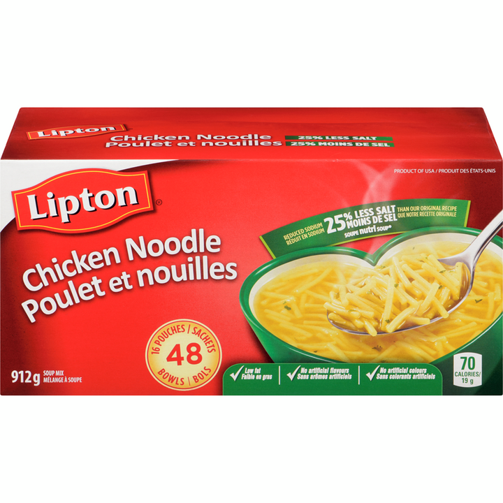 Lipton - Dry Soup Mix Chicken Noodle Nutri Soup low fat and no artificial flavours - 912 g - Canadian Distribution