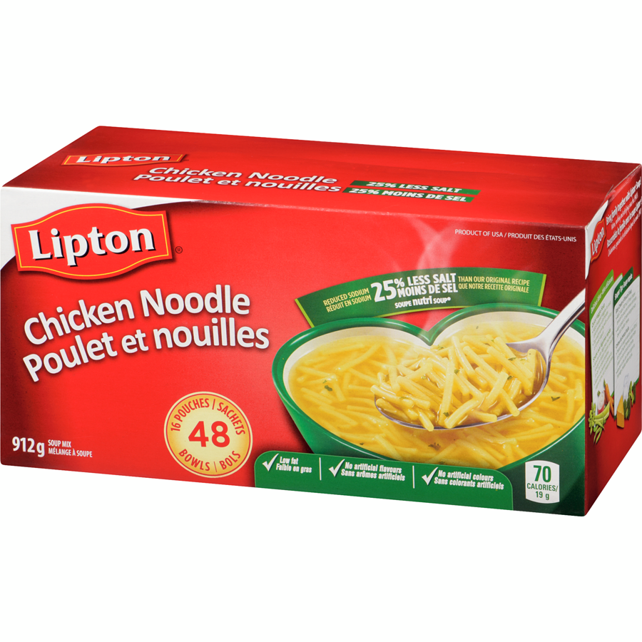 Lipton - Dry Soup Mix Chicken Noodle Nutri Soup low fat and no artificial flavours - 912 g - Canadian Distribution