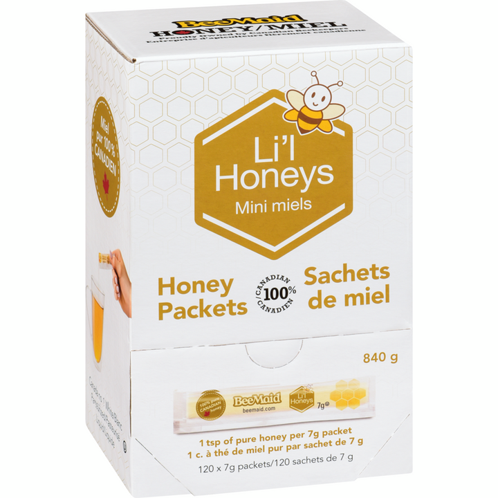 Beemaid - Li'L Honeys Honey 100% Pure Canadian 120 X 7 G - 840 g - Canadian Distribution