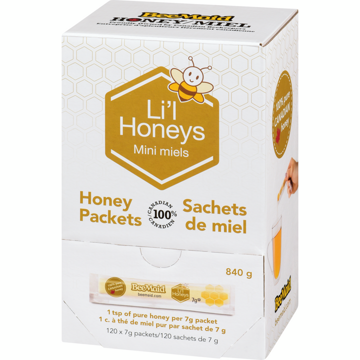 Beemaid - Li'L Honeys Honey 100% Pure Canadian 120 X 7 G - 840 g - Canadian Distribution