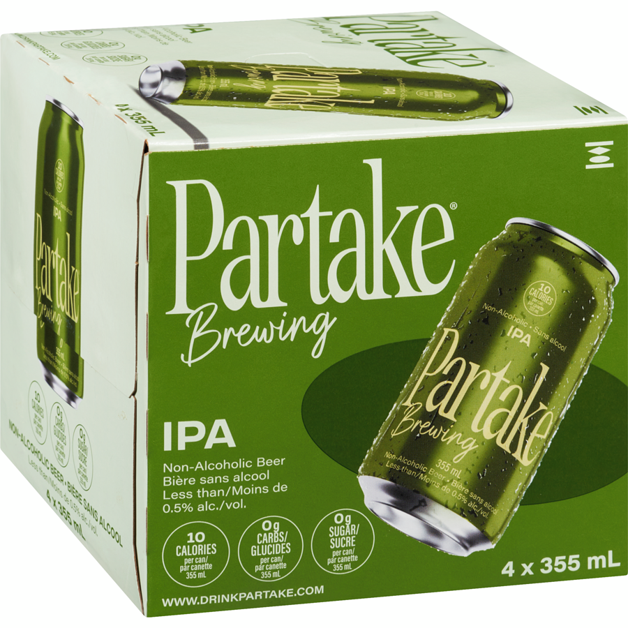 Partake - Nonalcoholic Craft Beer, IPA - Case - 4 x 355 ml - Canadian Distribution