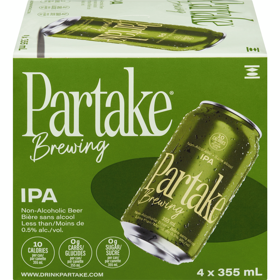 Partake - Nonalcoholic Craft Beer, IPA - Case - 4 x 355 ml - Canadian Distribution