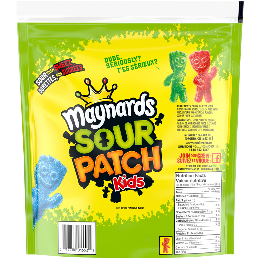 Maynards - Sour Patch Kids, Original Gummy Candy - 816 g - Canadian Distribution