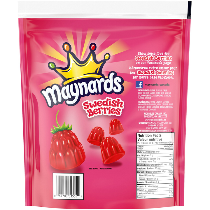 Maynards - Swedish Berries Candy, Gummy Candy, Family Size, Bulk Candy - 816 g - Canadian Distribution