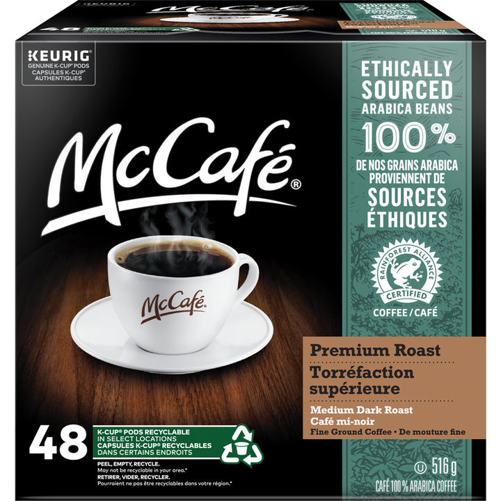 Mccafe - Premium Medium Dark Roast, K-Cup Coffee Pods, 48 Count - 48 each - Canadian Distribution