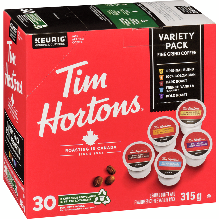 Tim Hortons - Variety Pack K-Cup Coffee Pods - 30 each - Canadian Distribution