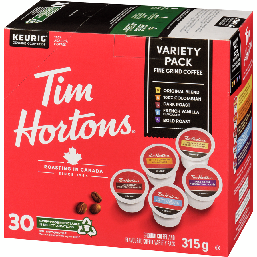 Tim Hortons - Variety Pack K-Cup Coffee Pods - 30 each - Canadian Distribution