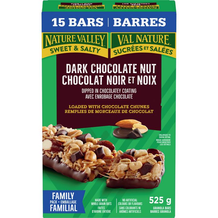 Nature Valley - Granola Bars, Sweet and Salty Nut, Dark Chocolate, 15 ct - 525 g - Canadian Distribution