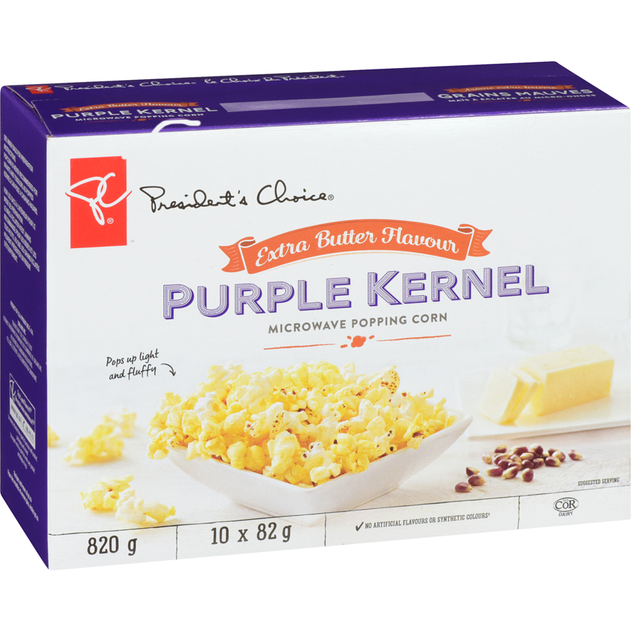 President's Choice - Extra Butter Flavour Purple Kernel Microwave Popcorn - 822 g - Canadian Distribution